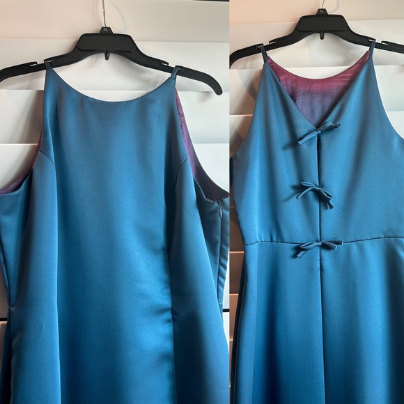 Cachet Size 14 Formal Teal Floor Length Gown with Tie Details down the back - Picture 1 of 15